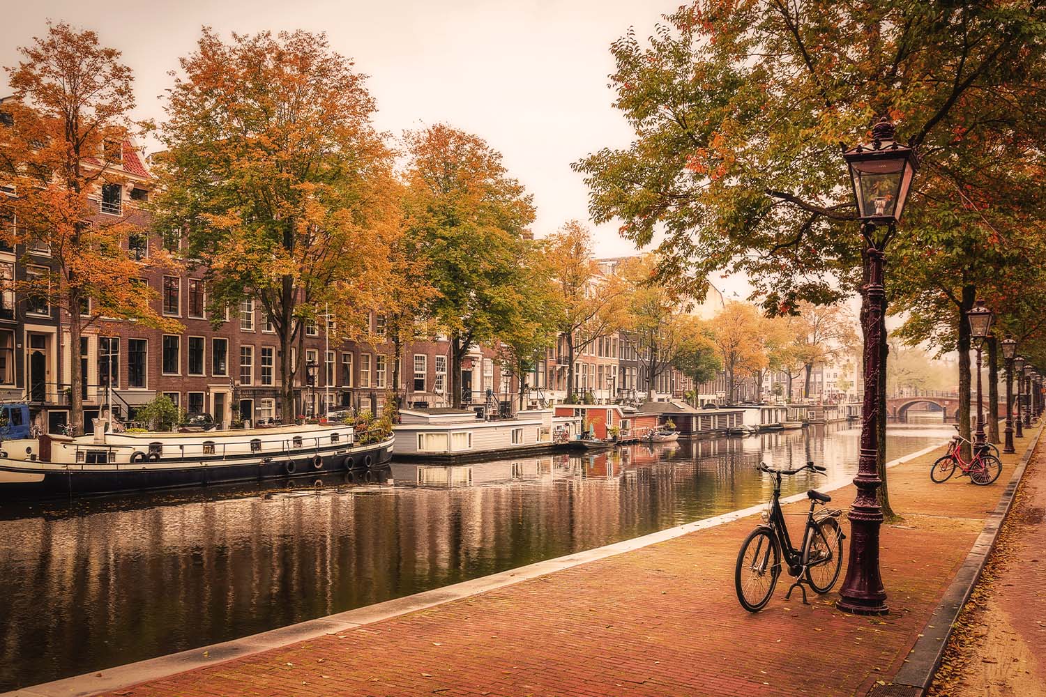 Amsterdam during an autumn day with rain.